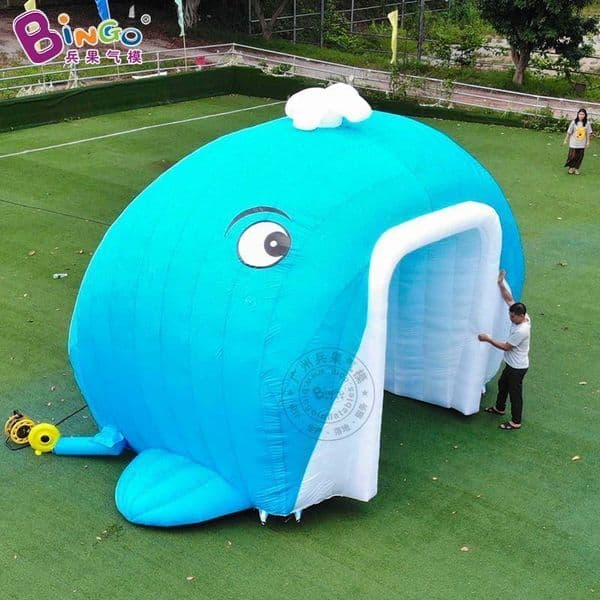 Free Shipping Fun and practical inflatable blue whale channel tent made of durable Oxford cloth for outdoor use
