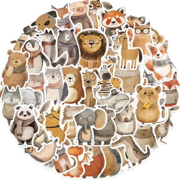 50 new original hand-painted animal stickers DIY notebook guitar suitcase waterproof healing hand account sticker