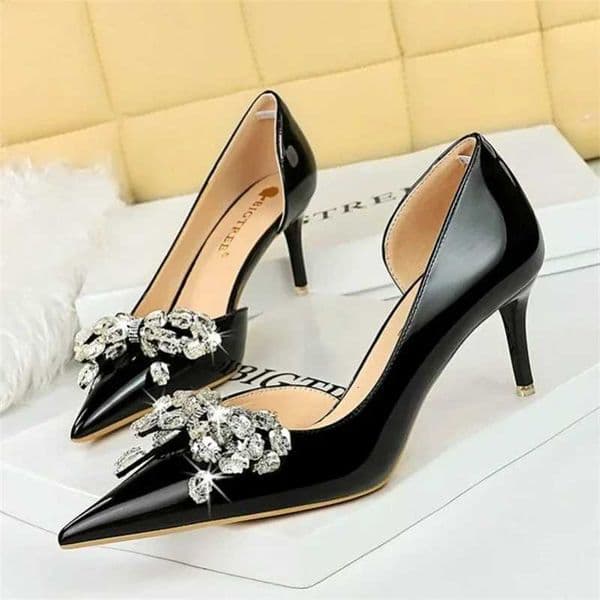 BIGTREE Elegant Fashion Women High Heels Ladies Pumps Rhinestone Embellished Sexy Wedding Party Sandal Shoes X260401