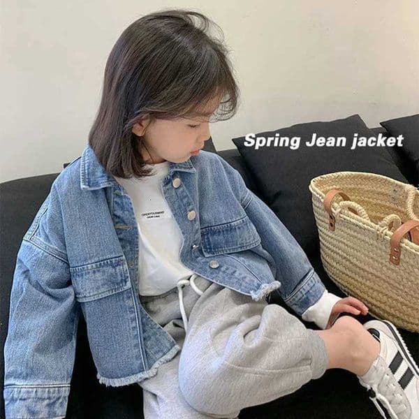 New Fashion Korean Version Denim Jackets For Girls Coat Spring Autumn Children Outerwear Clothing Birthday Present 2-8 YearT260401