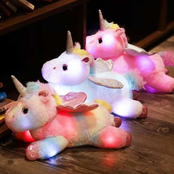 38cm creative Toy Luminous Pillow Soft Stuffed Plush Glowing Unicorn Cushion Led Light Toys Gift For Kids Children Girls Z260401