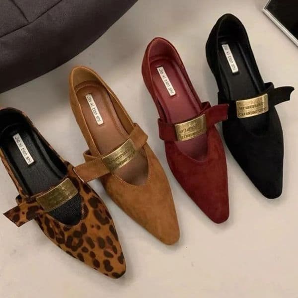 Retro Mary Janes Shoes Women Suede Heels Trend Pointed Toe Wedges Autumn Casual Shoes Woman Elegant Dress Zapatos Mujer 260325