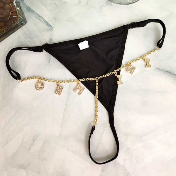 Custom Name Letter Thong for Women Panties Sexy Womens Low Waist Underwear Solid Comfort Female Underpants Lingerie Adjustable S2641