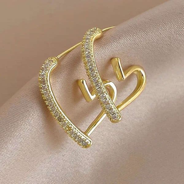 Open Heart Moissanite for Women Heart-Shaped Sweet Girl Essential Popular Fashion Hot-Selling Trendy Stud Earrings