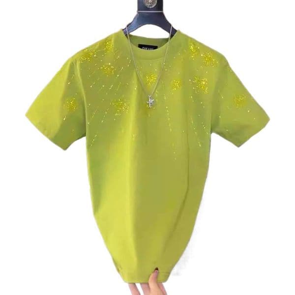 Men's Clothing T-Shirt New Trendy Light Luxury Fashion Rhinestone Half Loose Round Neck Short Sleeve Men's T-Shirt Tops