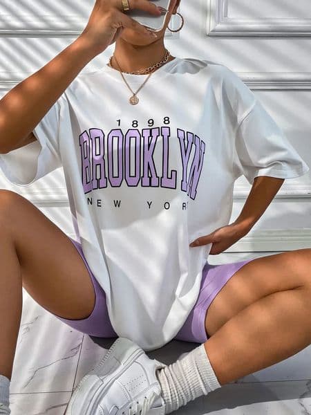 Vintage 1898 Brooklyn York Womens TShirts Oversize American Short Sleeve Casual Clothing Street Woman Tops 260331