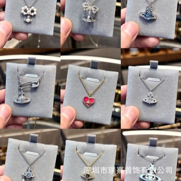 Designer Vivienes Viviannens Jewelry Viviennelies Westwoodlies Queen Mothers Pearl Bow Saturn Earrings Niche Design Sweet And Luxurious Necklace For Women