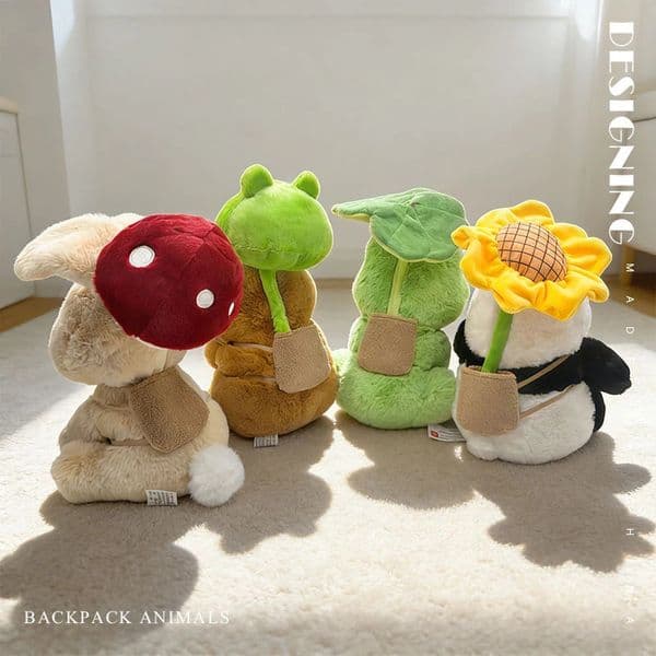 Cartoon Forest Friends Plush Toys Lotus Leaf Frog Sunflower Panda Mushroom Bunny Plushies Soft Doll for Outing Picnic 260331