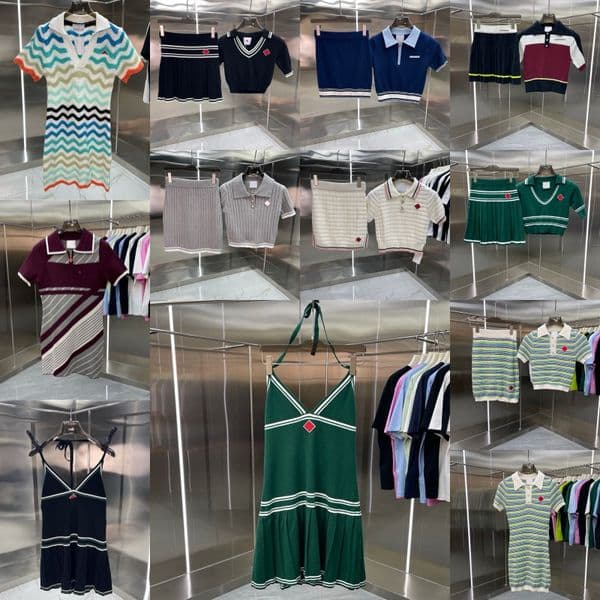 Y2K Style Knitted Skirt Dresses Women Luxury Sports Golf Cropped Sweater Tees Sexy Mini Skirts Set Summer Stylish Contrast Color Knit Dress
