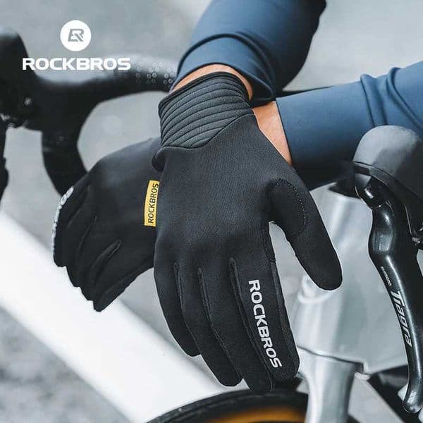 ROCKBROS Winter Cycling Gloves Thermal Windproof Warm Full Finger Gloves Touch Screen Men Women Outdoor Sports Bicycle Gloves H260331