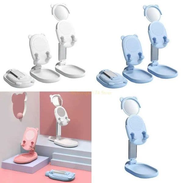 H7BB Portable Beauty Mirror Desktop for Holder Table Holder Blue S2641