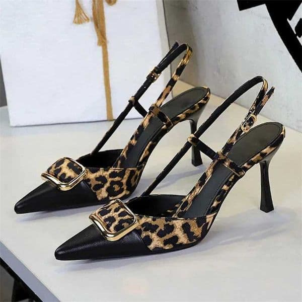BIGTREE 2026 New Spring Fashion Pointed Toe Leopard Buckle Strap Pumps Woman Elegant Thin Heels Party Shoes Zapatillas De Mujer X260401