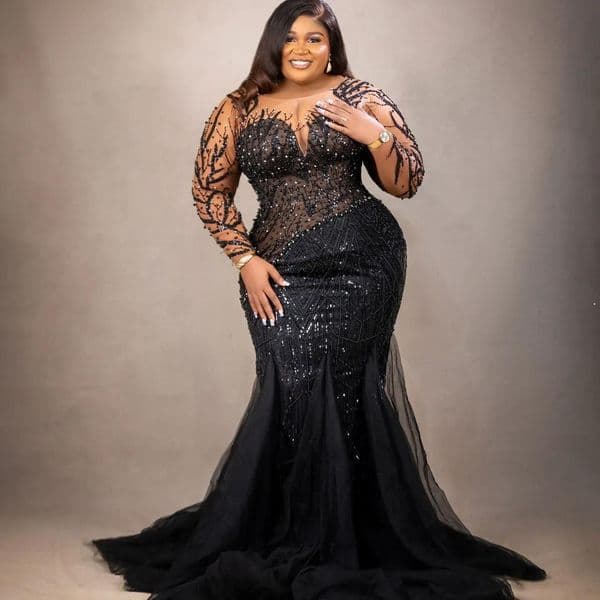 2026 Aso Ebi Plus Size Black Mermaid Prom Dress Lace Beaded Evening Formal Party Second Reception 50th Birthday Engagement Thanksgiving Gowns Dresses ZJ33