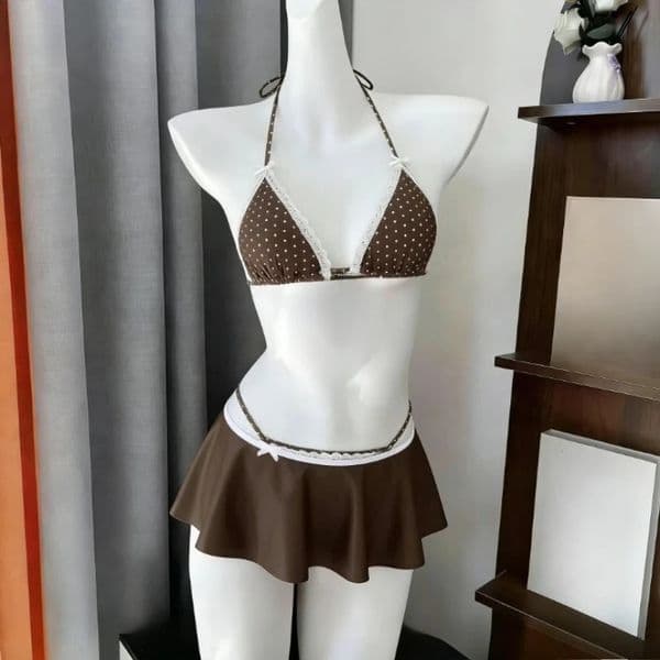 Womens Y2K Sexy Bikini Set Halter Tie Swimsuit Low Rise Bottom Fashion Beachwear Summer Swimwear 260331