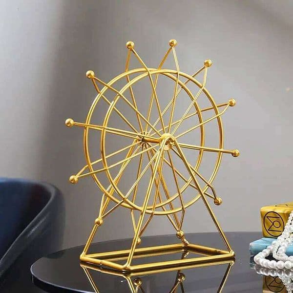 Home Golden Ferris Wheel Gold Gift, Shelf Decor, House Living Room Bookshelf Desk Decor 26Y0401