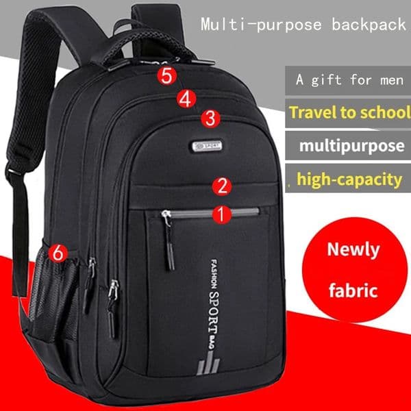 Unisex Large Capacity Backpack Business Travel Laptop Bag Multi-Compartment n Adjustable Straps Ideal for Work Leisure 260327BJ