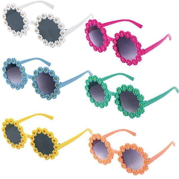 Kids Daisy Flower Round Frame Sunglasses Children Girls Birthday Wedding Photo Props Summer Outdoor Party Decor Supplies S260331
