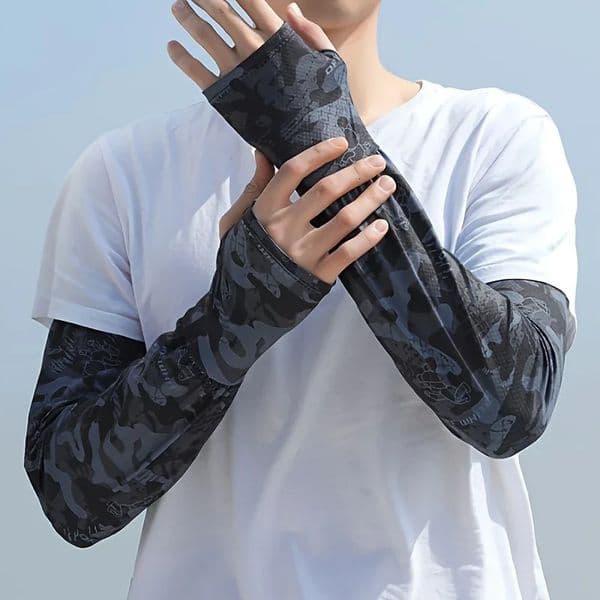 Mens Summer Sunscreen Arm Protection Ice Sleeves for Outdoor Sports Washable Camo Protective Cool Sleeve Cover 260312