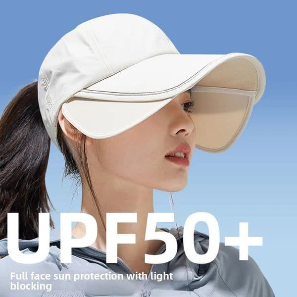 Summer Sun Hat for Women Enlarged and Widened Brim Outdoor Sports Empty Top Duckbill Hat Tied Ponytail Sun Hat 260331