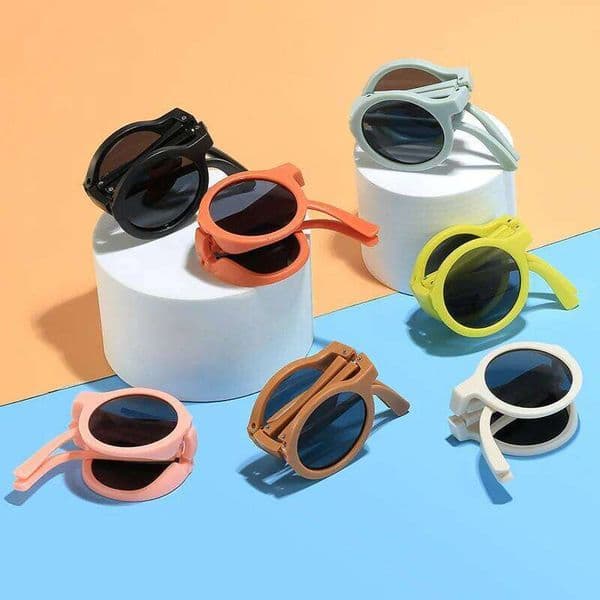 New Folding Children's Fashionable Round Sunglasses Cute Eyeglasses For Boys Girls Baby Sunshade And UV Protection S260331