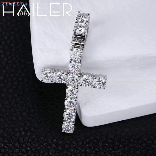 Hip Hop Cross Moissanite Pendant Moissanite Cross Pendant 925 Sterling Silver Diamond Pendant Jesus Cross Necklace for Men Women