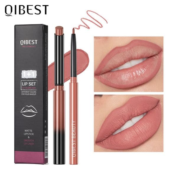 QI Matte Nude Lipstick Pen Long Lasting Lipliner Lip Pencil Waterproof Liner Contour Sexy Red Makeup Set For Women 260317