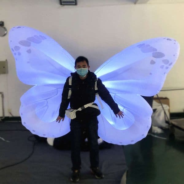 wholesale Performance Lighting Inflatable Butterfly Wings 2m LED Clothing Walking Blow Up Colorful Wings Costume For Concert Stage Show