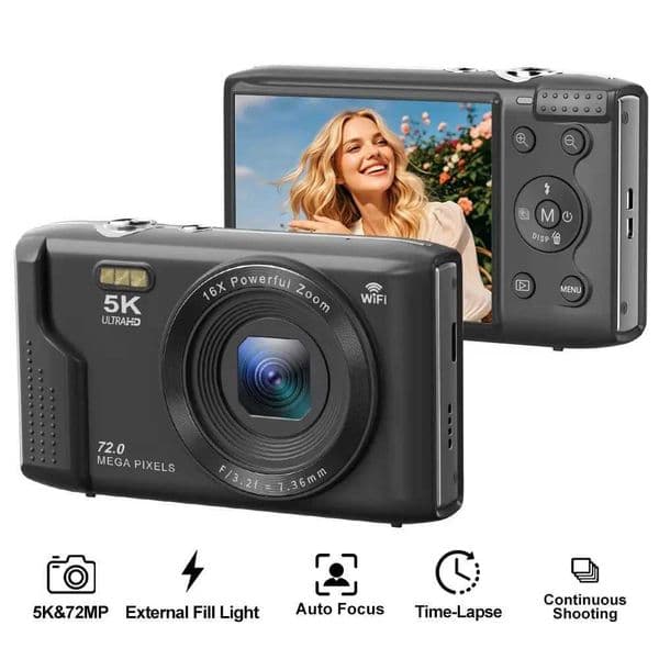 5K Digital Camera 28 inch HD Rechargeable Cameras with 16x Zoom Vintage Vlog Camera 72MP Cameras for Teens Adult BeginnerT260401