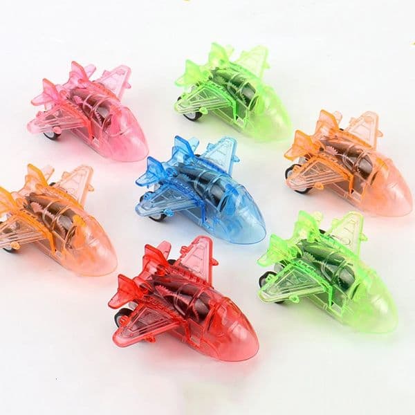 10Pcs Mini Color Transparent Aircraft Model Toy Kids Pull Back AirPlane Toys Inertia Plane Fighter Favors Toy Childrens Gifts 260331