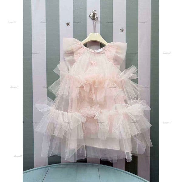 Fashion girls Lace dress Colorful embroidery Princess dress kids designer clothes Summer Cake design partydress baby skirt A013X01N256
