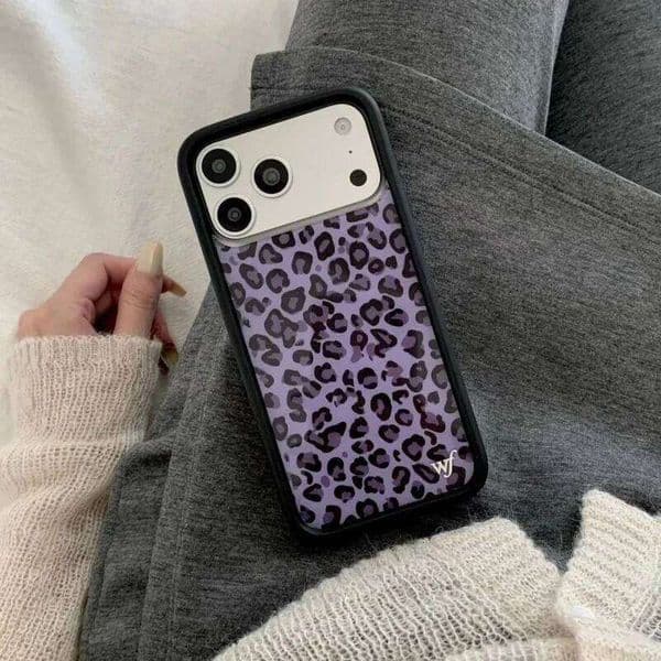 Fashion Wildflower INS Purple Blue Meow Phone Case for iPhone 17 16 15 14 13 12 Pro Max Plus WF Leopard shockproof Cover 26H0401