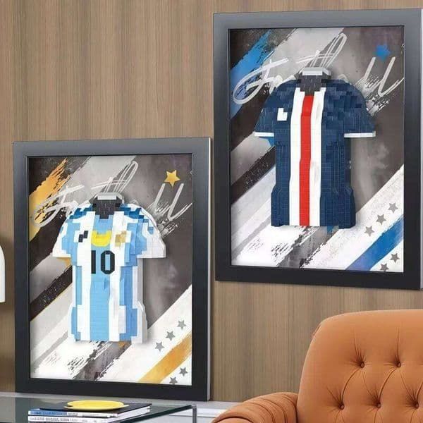 Framed Football Jersey Building Blocks Set 4 Colors 3D Puzzle Bricks Kit for Collectible Home Office Decoration