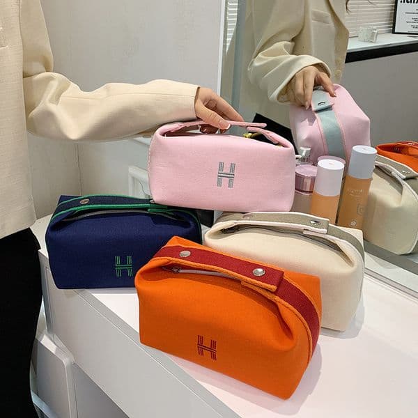 New fashion Style Makeup Internet Celebrity Handheld Canvas Large Capacity Cosmetic Storage Bag, Travel Toiletry Bag