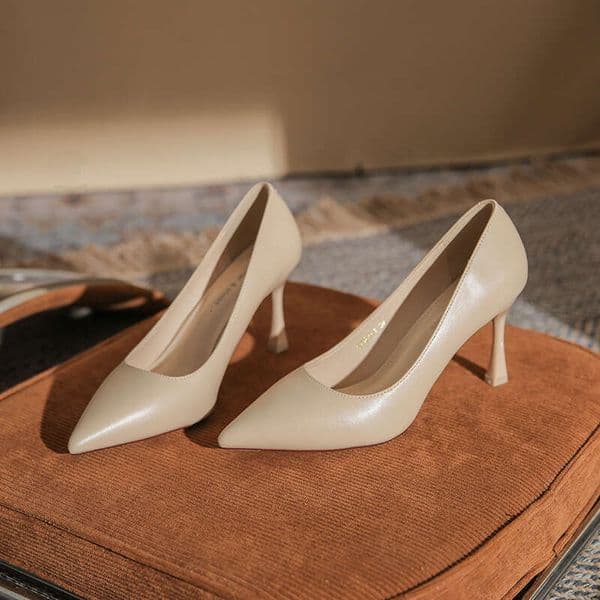 Professional Commuter Versatile High Heels Women S New Style Elegant Pointed Toe Single Shoes Thin Heel Fashion Soft Leather Work