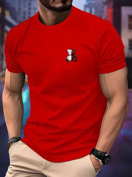 Summer mechanical bear print T-shirt soft and breathable round neck short slved T-shirt mens and womens casual wear Z260331