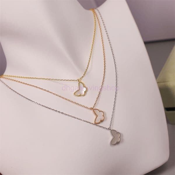 designer necklace vanly cleeff necklace White mother-of-pearl butterfly necklace pendant for women mini chain jewelry