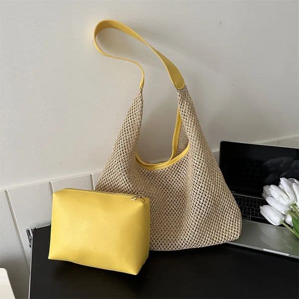 Leisure beach woven mother and child bag fashionable foreign style shoulder seaside travel beach woven bag 260331