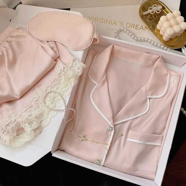 New Ice Silk Pajamas Womens Summer Simple Ins High Value Sweet Girl Short-Sleeved Pajamas Homewear Summer Womens Clothing