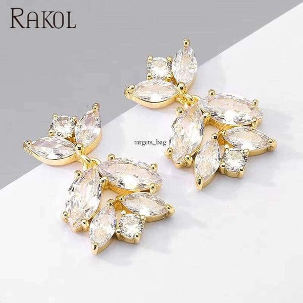 earrings EP5117 New Genuine Gold-Plated Ear Posts Cubic Moissaniteia Brass Earrings for women