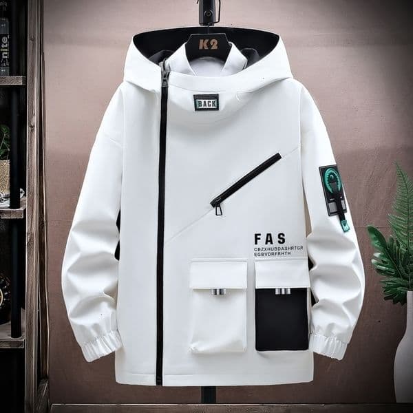 Zipper Jacket Mens Pilot Hooded Jacket SpringAutumn Baseball Uniform Card Loose Pullover Front Pocket Adding velvet Coat 260401