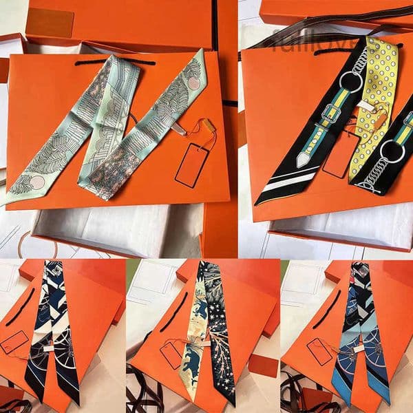 Fashion Women Silk Scarf Multi-purpose Designer Small Silk Scarf Handbag Handle Decoration Headband 5x90cm
