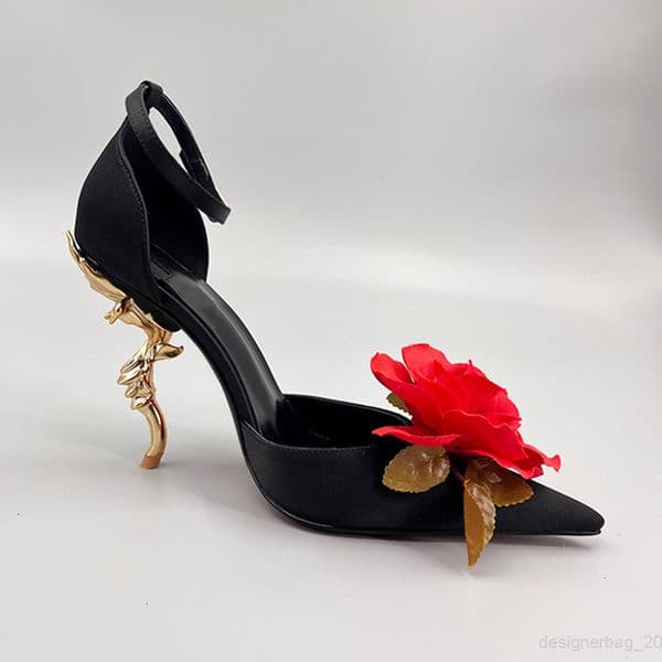 Luxury Dress Shoes Bellarose Silk Pumps With Rosette Applique Fashion Women High Heels Beauty Beast Style Sandals With Box 788