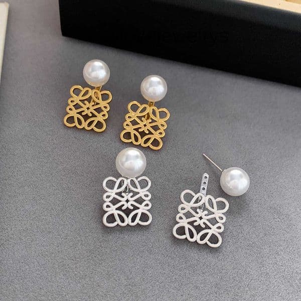 Square Pearl Stud Luxury Earrings For Women Girls Exquisite Geometric Earrings Designer Jewelry Accessories Fashion Wedding Gift