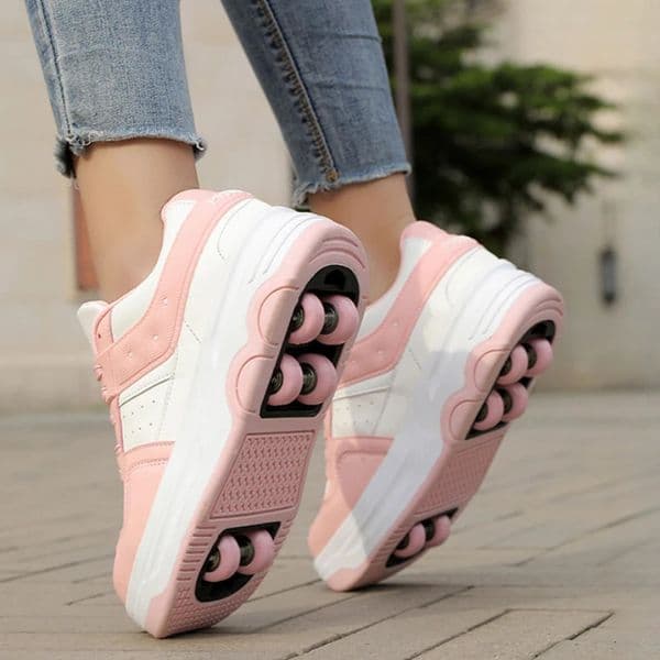 6 Wheels Roller Skate Shoes Sneaker with Wheels Shoes with Rollers 2-in-1 Removable Roller Skating Shoes for Skating and Parkour 260402BJ