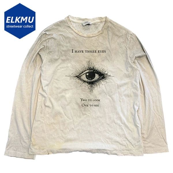 Eyes Graphic Men Hip Hop T-shirts Vintage Harajuku Oversized Long Sleeve Tee Tops Streetwear Tshirt 260401