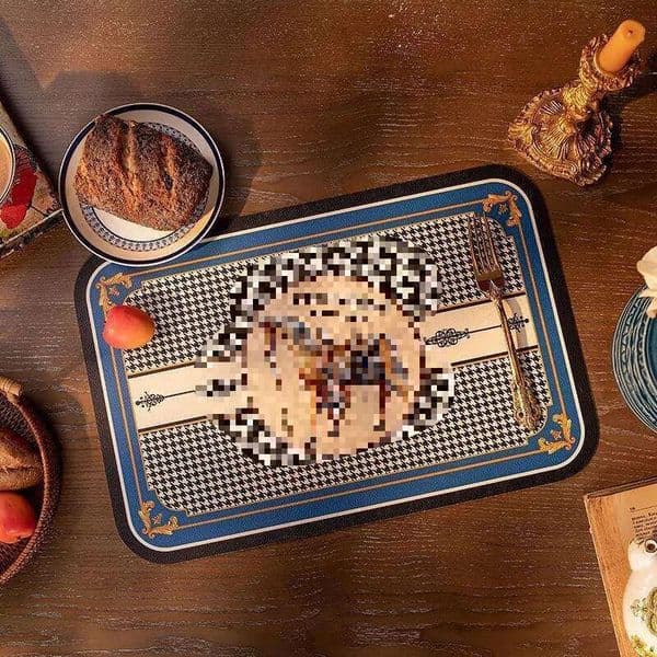 Vintage Nordic Houndstooth Placemat Waterproof Oilproof Heat Insulation Non-slip Heat-resistant Dining Table High-end Light Luxury Home Mat Ins