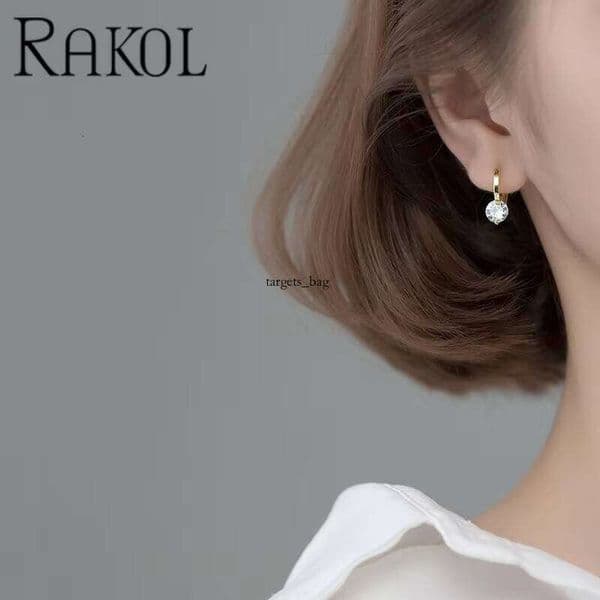 earrings EP6049 Wholesale Copper Hoop Round 3A Moissaniteia Gold Plated Women's Earrings for women