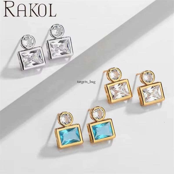 earrings EP5451 Fashion Square Green Crystal Micro Inlaid Jewelry Shiny Moissanite 18k Gold Plated Earrings In Stock for women