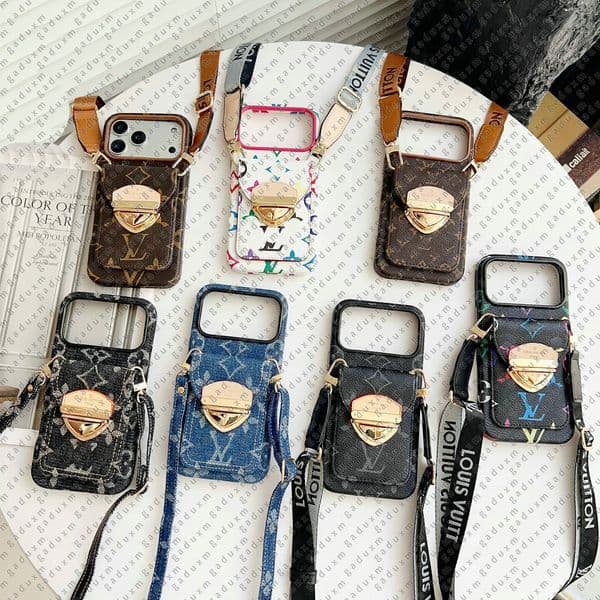 Wallet Crossbody Phone Case Designer iPhone Case for iPhone 17 Pro Max 16 Pro Max 15 14 13 11 XSMax 15 Plus Case Samsung s24 Ultra s23 S22 s21 Note 20u Case Card Holder Bag