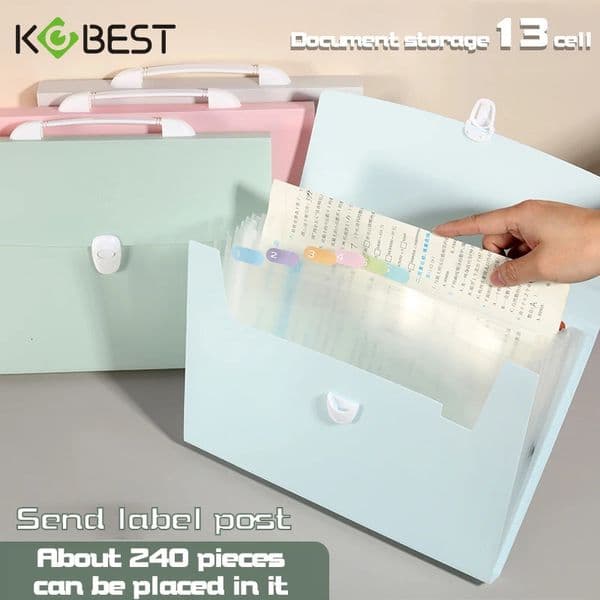 13 Pockets A4 Size Expanding Wallet File Folder Paper Document Storage Organ Bag Holder Office School Organizer 260402